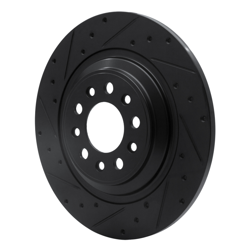 Jeep Cherokee Brake Rotor (1) - Rear Left - R1 Concepts - Drilled & Slotted - Black - `14-`23